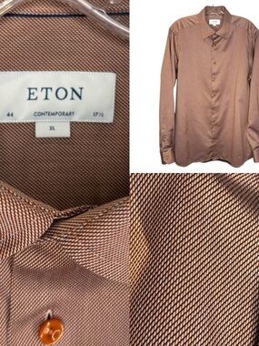 Eton Men's Bronze cotton luxury Dress Shirt 17.5 XL Contemporary Fit